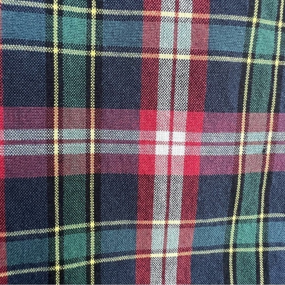 J. Crew Men’s Button Front Long Sleeve Red Green Blue Plaid Cotton Shirt, Medium - Picture 8 of 8